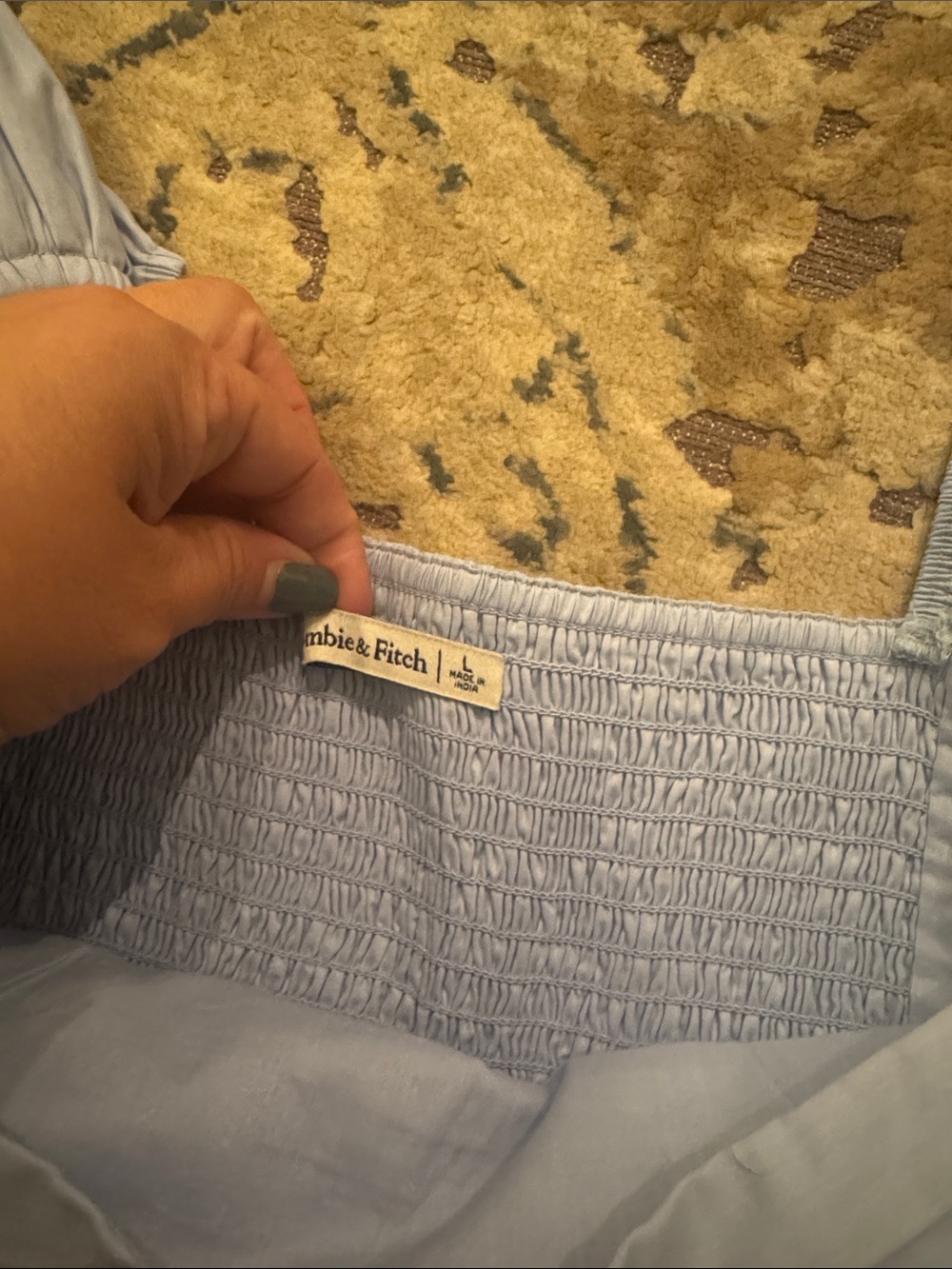 Abercrombie & Fitch Emerson Blue Poplin Puff-Sleeve Square Neck Mini Dress - Picture 4 of 5